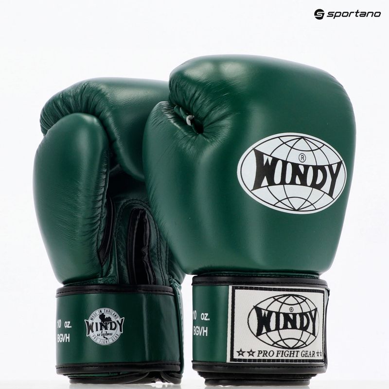 Rękawice bokserskie WINDY Classic Genuine Leather green 8