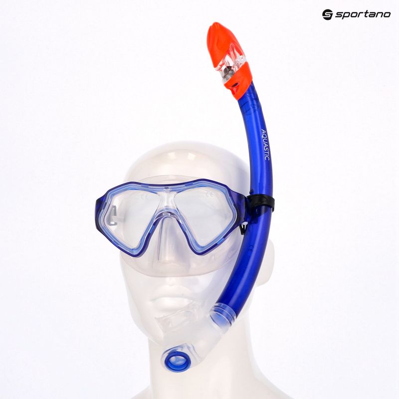 Zestaw do snorkelingu dziecięcy AQUASTIC Shelly maska + fajka + płetwy ciemnoniebieski 16