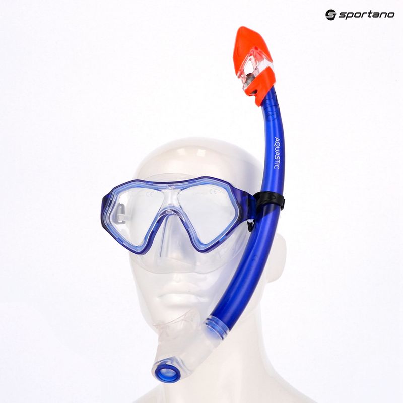 Zestaw do snorkelingu dziecięcy AQUASTIC Shelly maska + fajka ciemnoniebieski 12