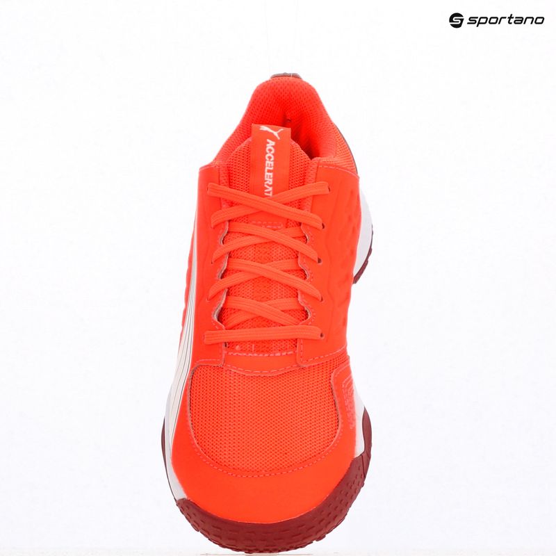 Buty do piłki ręcznej dziecięce PUMA Accelerate Jr glowing red/white/dark crimson/black 12