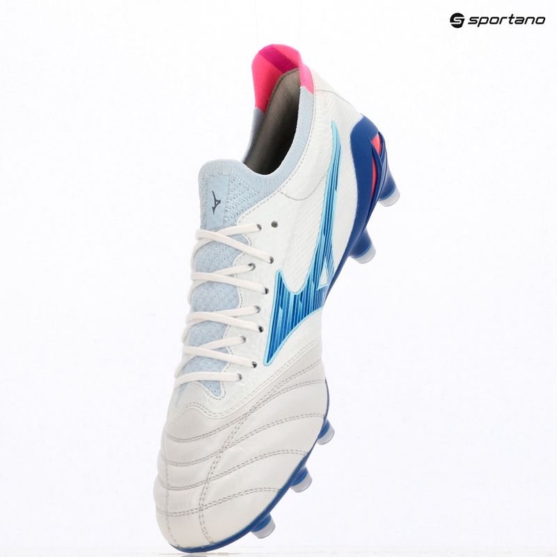 Buty piłkarskie męskie Mizuno Morelia Neo IV Β Elite MD white/tanager turquoise/pink tetra 9