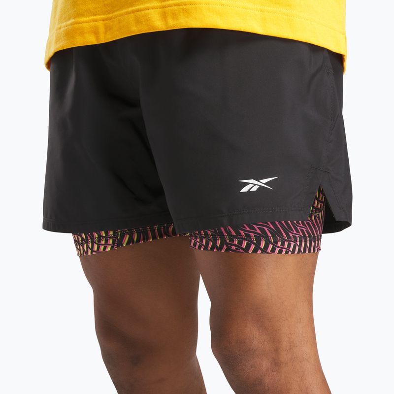 Spodenki treningowe męskie Reebok Athlete Hype 2-IN-1 black/electric yellow 4
