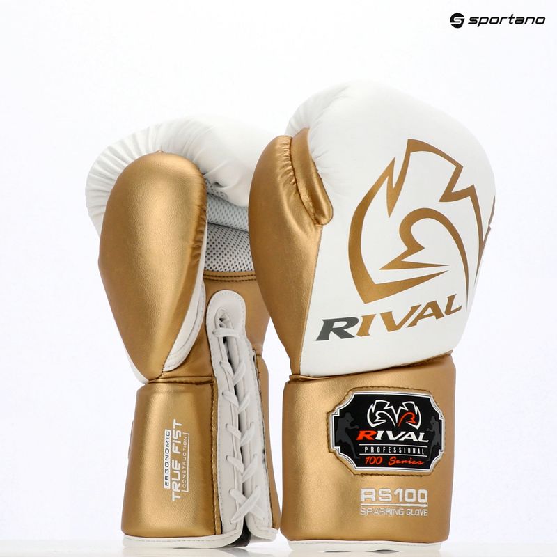 Rękawice bokserskie Rival RS100 Professional white/gold 5