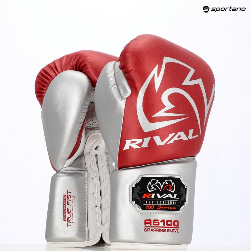 Rękawice bokserskie Rival RS100 Professional red/silver 13