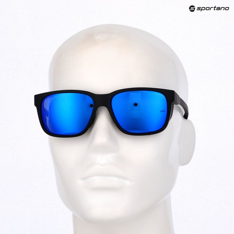 Okulary przeciwsłoneczne męskie Under Armour Glacial matte black/grey blue mirror silver polarized o 10