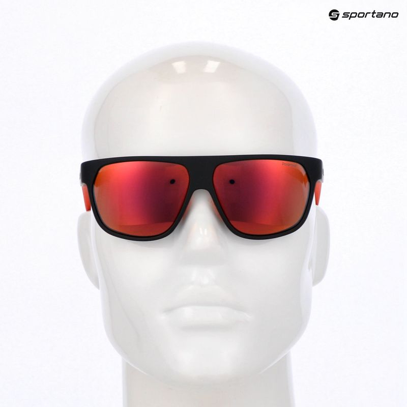 Okulary przeciwsłoneczne męskie Polaroid PLD 7053/S matte black red/red multilayer polarized 9