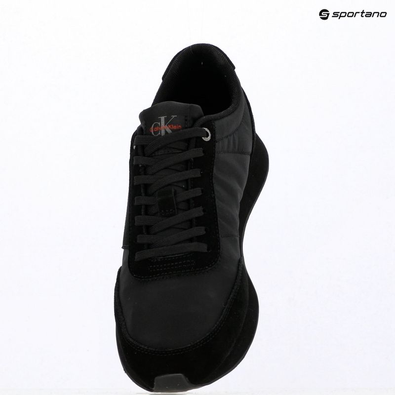 Buty męskie Calvin Klein HM0HM02212 Retro Runner Bans Leather Suede triple black/adrenaline rush 9