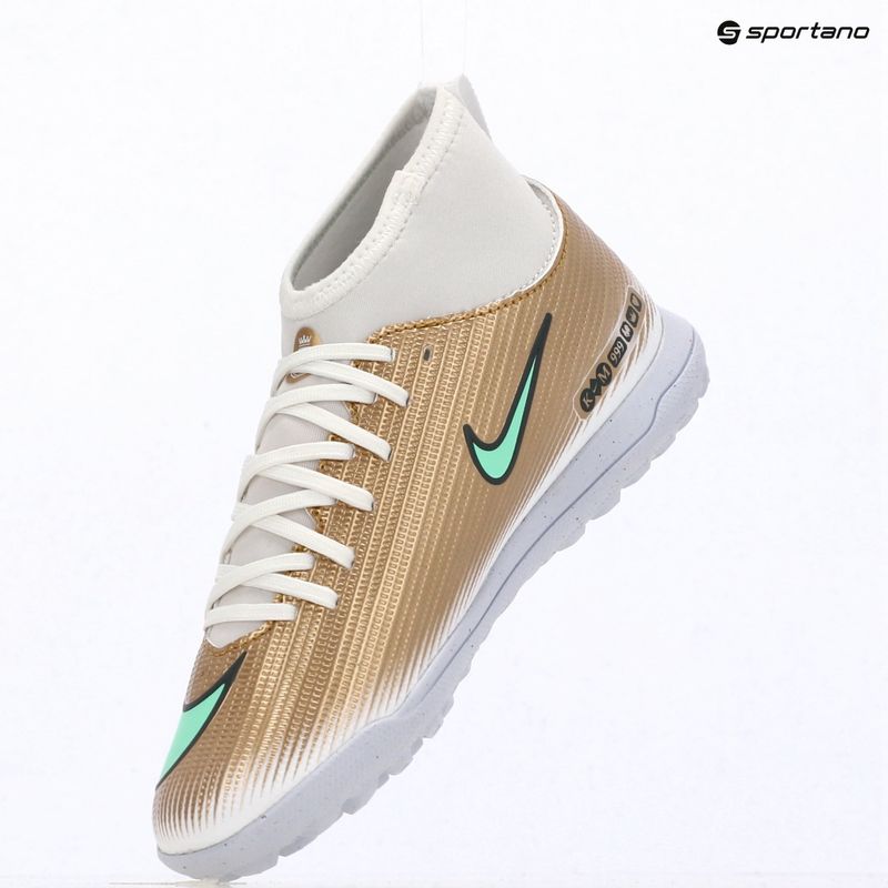 Buty piłkarskie dziecięce Nike Jr. Mercurial Superfly 11 Club "Kylian Mbappé" TF metallic gold/green glow 15