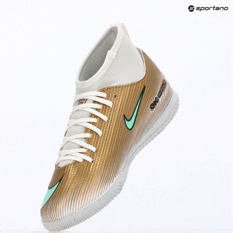 Buty piłkarskie dziecięce Nike Jr. Mercurial Superfly 11 Club "Kylian Mbappé" IN metallic gold/green glow 15