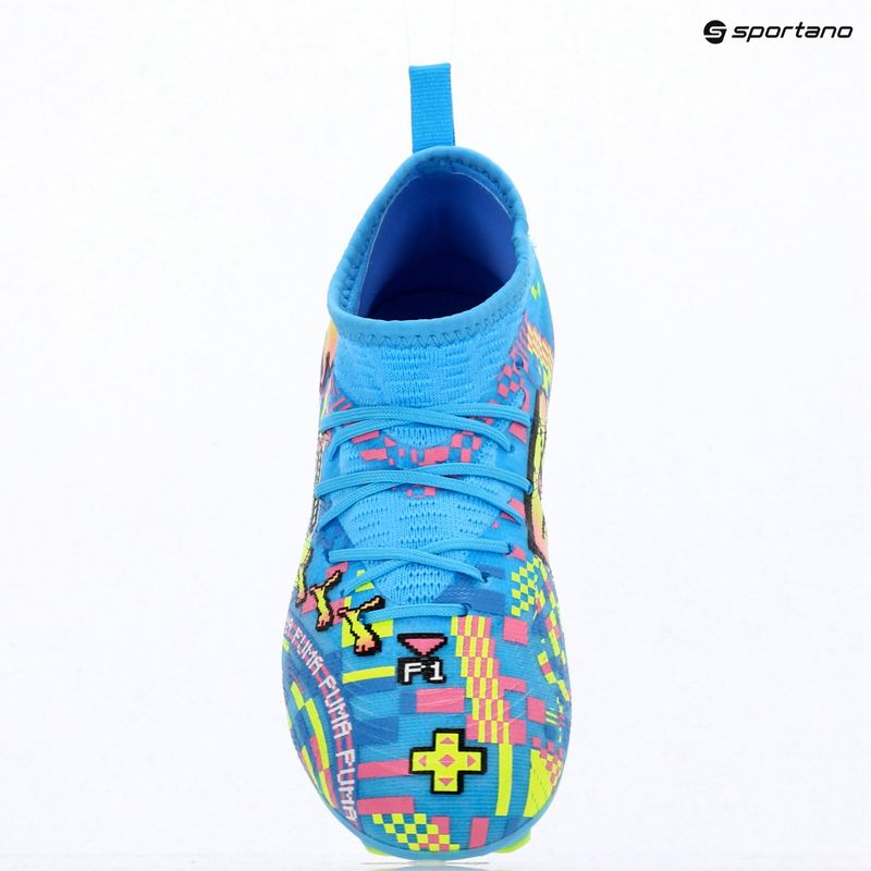 Buty piłkarskie dziecięce PUMA Future 9 Match Advanced Level FG/AG Jr puma white/blue glimmer/pink glimmer/yellow alert 16