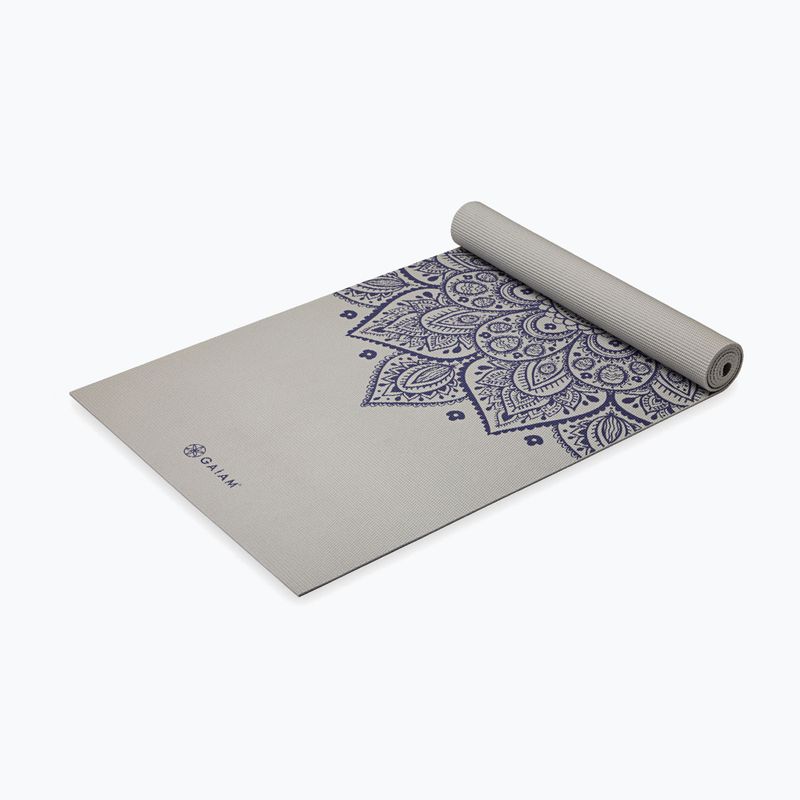 Mata do jogi Gaiam Sustained Yoga grey sundial flower 3