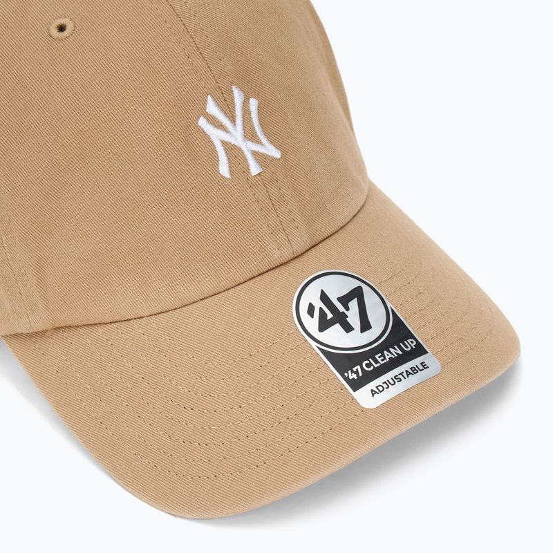Czapka z daszkiem 47 Brand MLB New York Yankees Base Runner CLEAN UP khaki 3