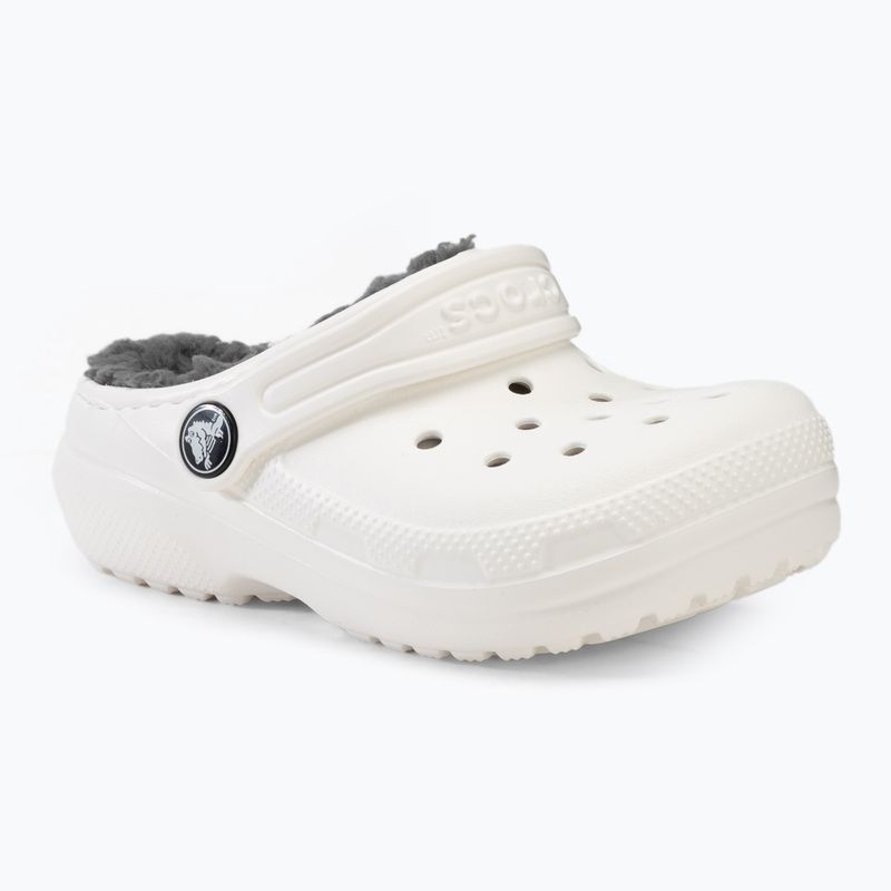 Klapki dziecięce Crocs Classic Lined Clog Toddler white/grey