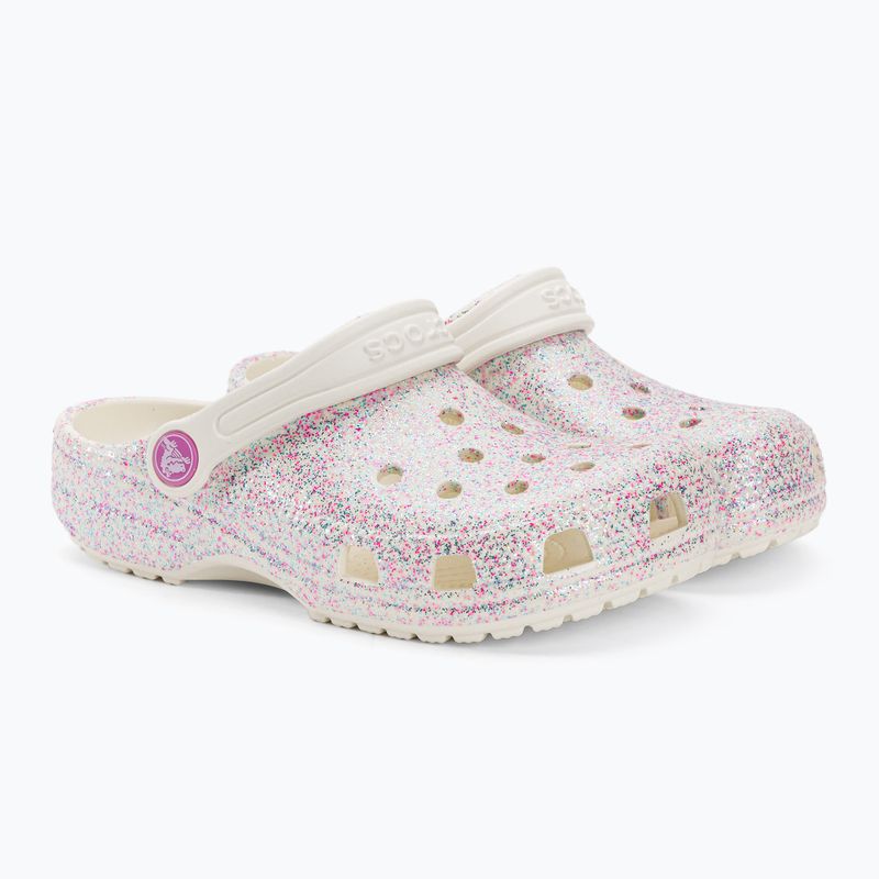 Klapki dziecięce Crocs Classic Glitter Clog Kids bianco sporco 5