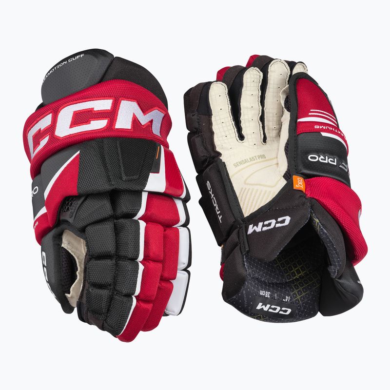 Rękawice hokejowe CCM Tacks XF Pro SR black/red/white 2