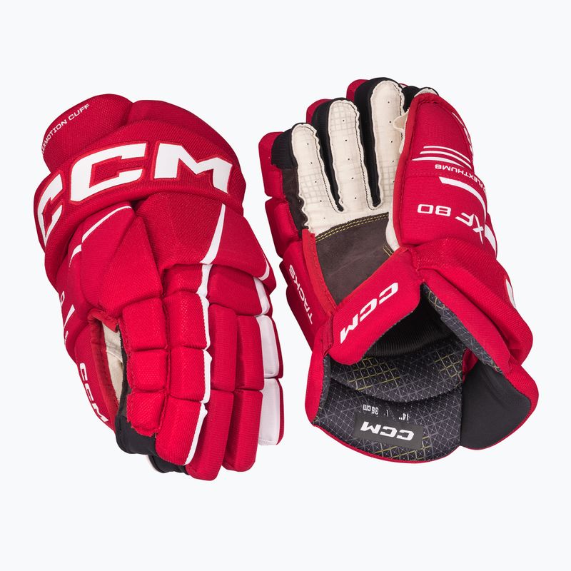 Rękawice hokejowe CCM Tacks XF80 SR red/white 2