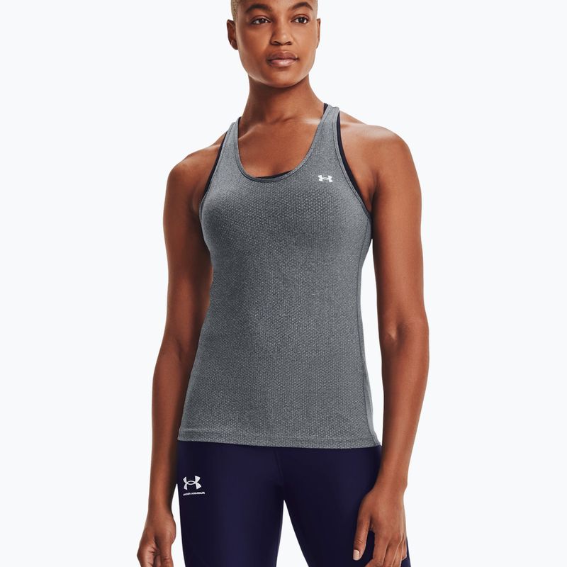 Tank top treningowy damski Under Armour HeatGear Armour Racer pitch gray light heather/metallic silver