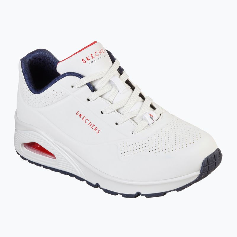 Buty SKECHERS Uno Stand On Air white durabuck/navy/red trim/mesh