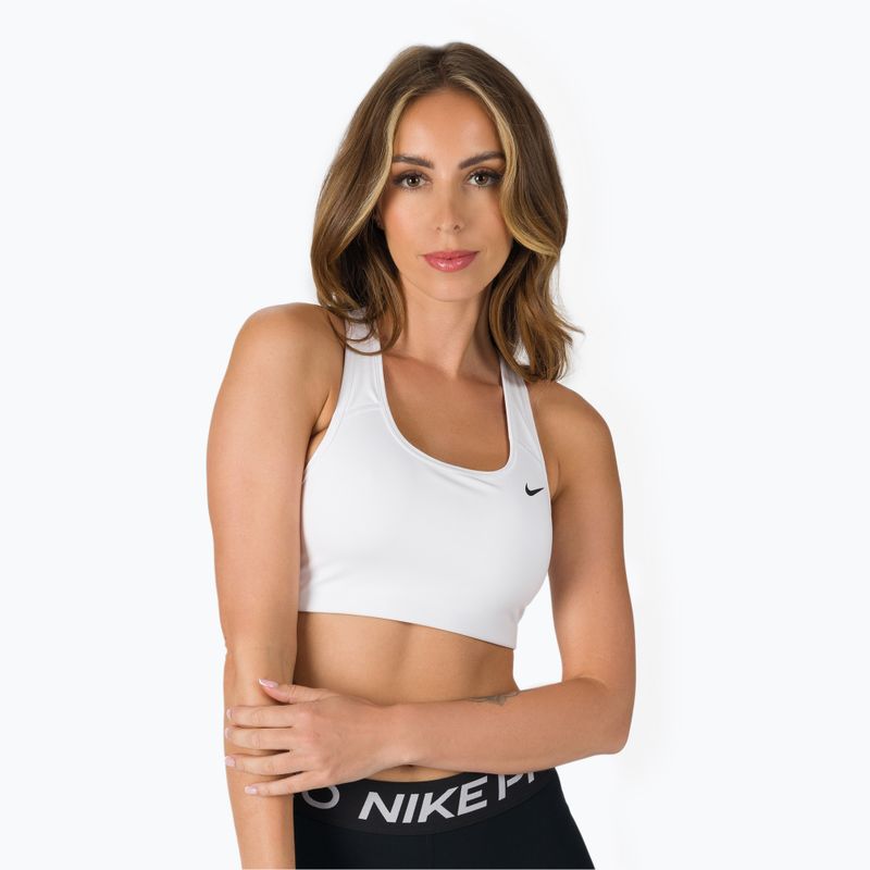 Biustonosz treningowy Nike Dri-Fit Swoosh white/black