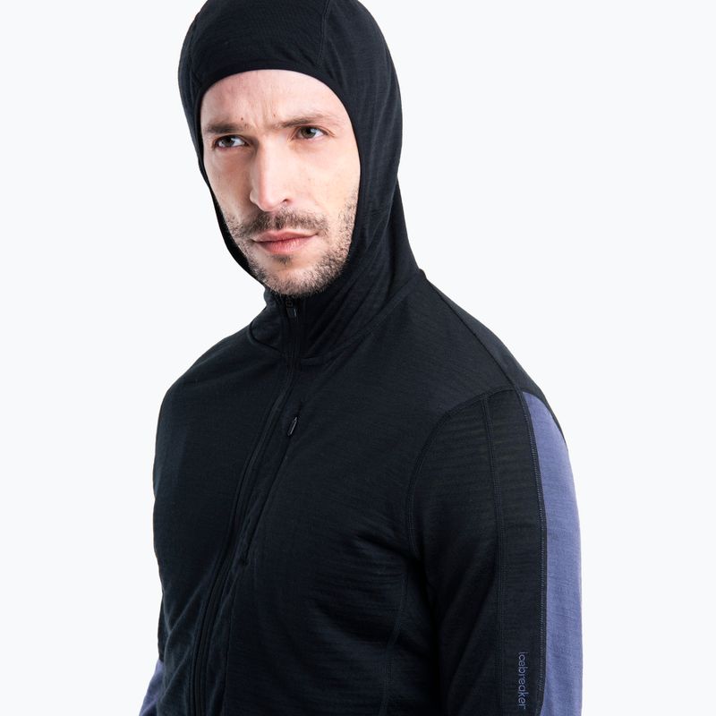 Bluza trekkinogwa męska icebreaker Merino 200 Realfleece™ Descender black/graphite/cb 4