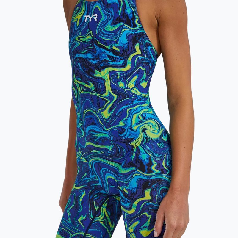 Strój pływacki jednoczęściowy damski TYR Thresher Open Back Hyperblitz blue/green 7