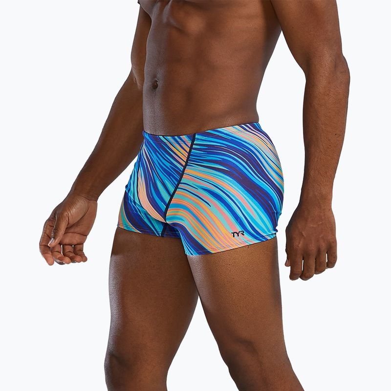 Bokserki pływackie męskie TYR Durafast Elite Riptidal Square Leg teal/orange 3