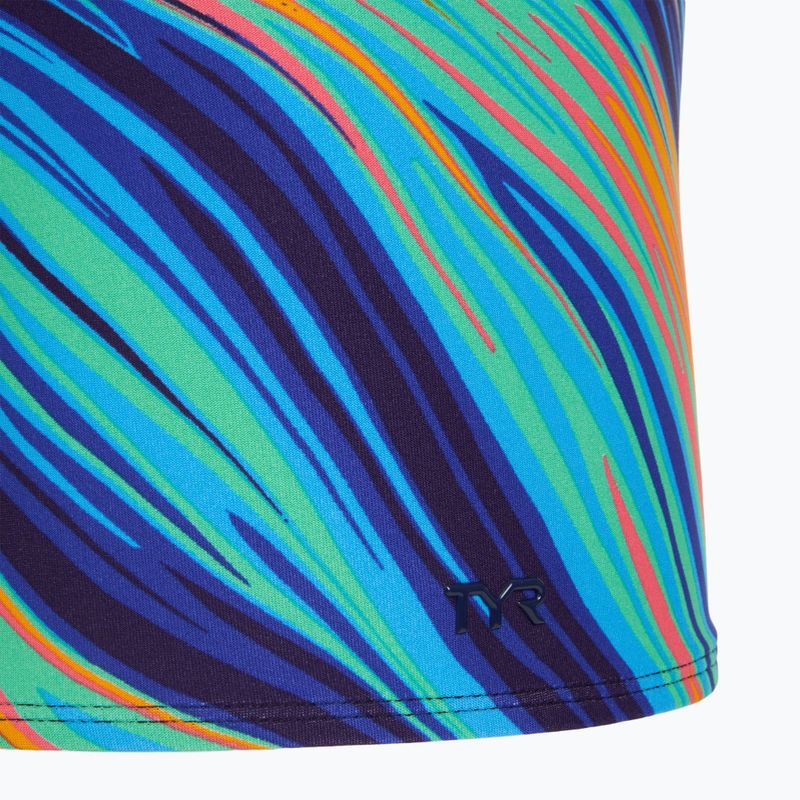 Bokserki pływackie męskie TYR Durafast Elite Riptidal Square Leg teal/orange 3