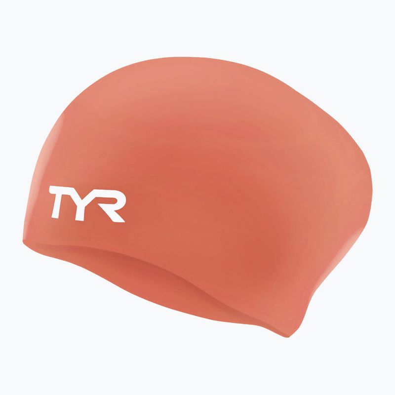 Czepek pływacki TYR Long Hair Wrinkle Free Silicone coral/white