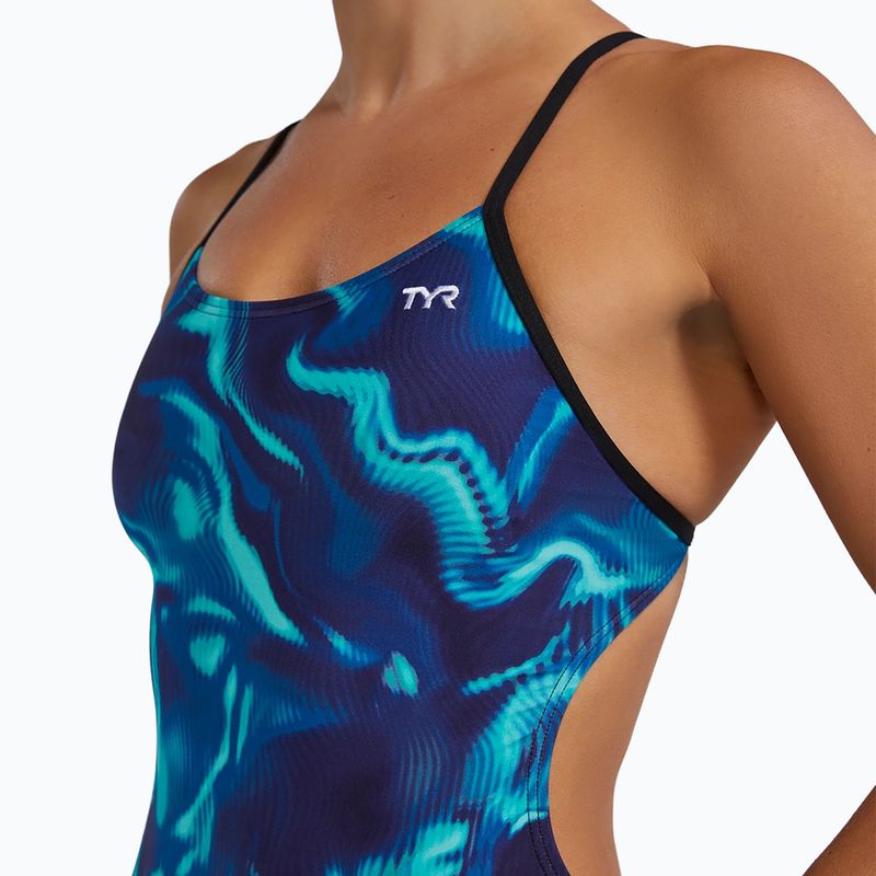 Strój pływacki jednoczęściowy damski Tyr Durafast Elite Waveform Cutoutfit blue/green 7