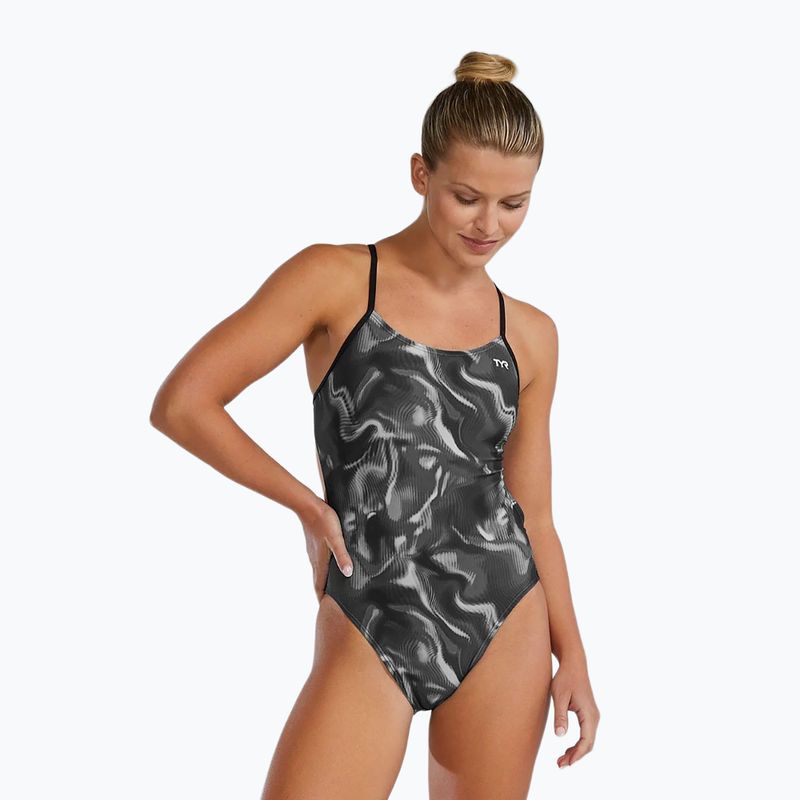 Strój pływacki jednoczęściowy damski TYR Durafast Elite Waveform Cutoutfit titanium 4