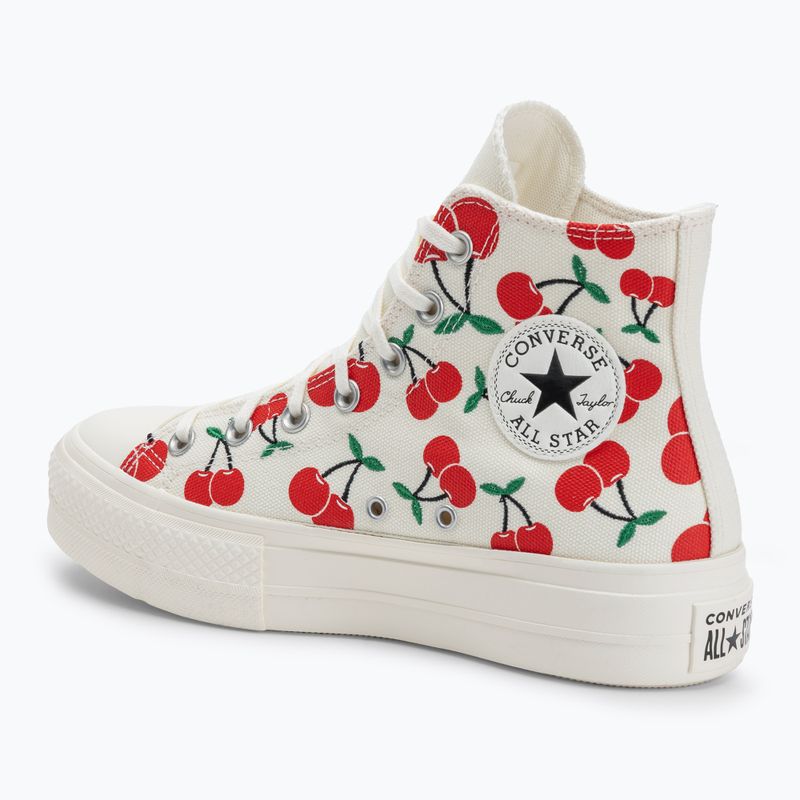 Trampki damskie Converse Chuck Taylor All Star Lift Platform Cherries Hi A08096C egret/red/green 3