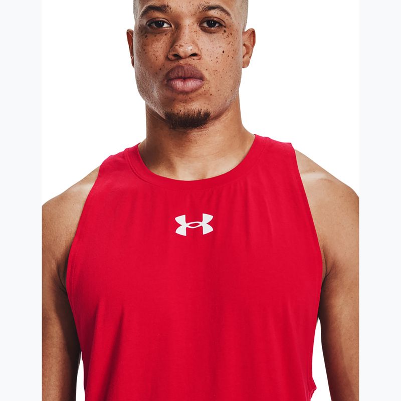 Koszulka koszykarska męska Under Armour Baseline Cotton Tank red/white/white 4