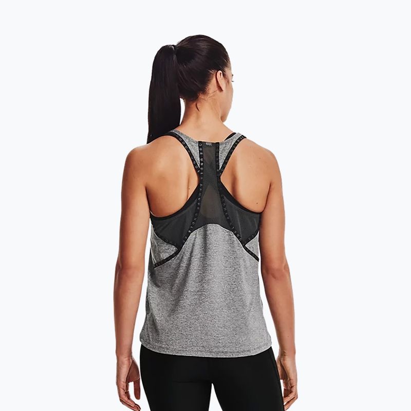 Tank top treningowy damski Under Armour UA Knockout Mesh Back Tank jet gray light heather/black/black 3