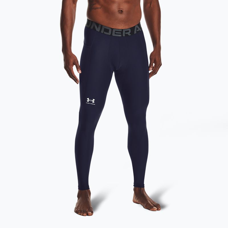 Legginsy treningowe męskie Under Armour HeatGear midnight navy/white