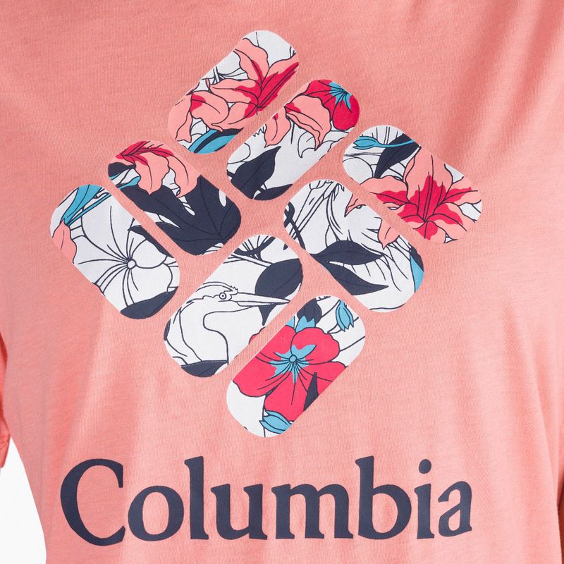 Koszulka trekkingowa damska Columbia Bluebird Day Relaxed coral reef heather/lakeshore flora 5