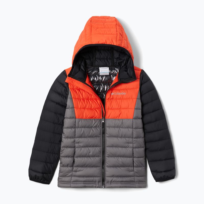 Kurtka dziecięca Columbia Powder Lite Hooded city grey/red quartz/black
