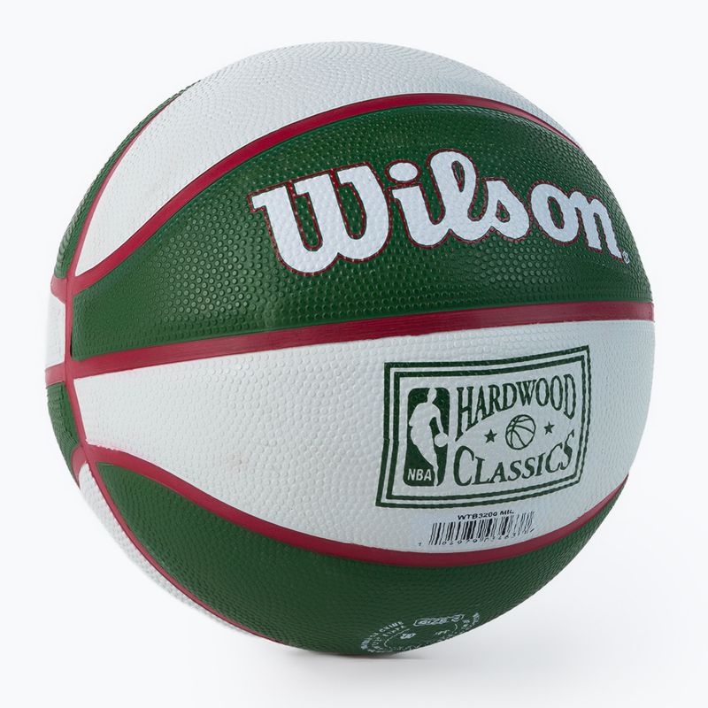 Piłka do koszykówki dziecięca Wilson NBA Team Retro Mini Milwaukee Bucks green rozmiar 3 2