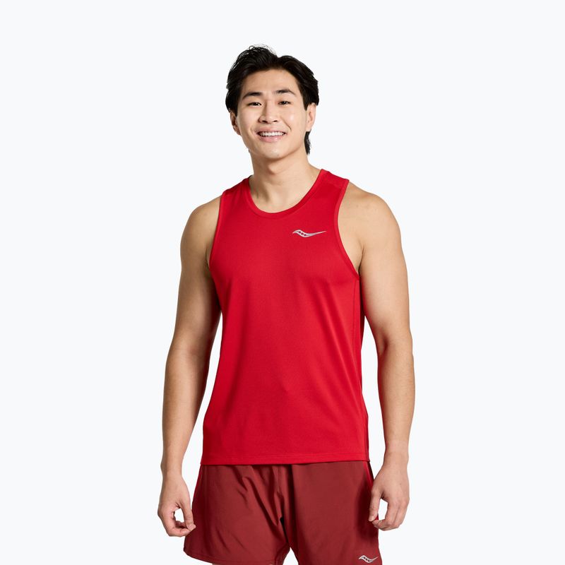 Koszulka do biegania męska Saucony Stopwatch Singlet poppy