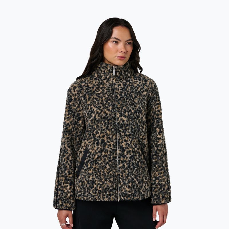Bluza damska Sweaty Betty Plush Contrast Zip Up Fleece brown ink leopard print