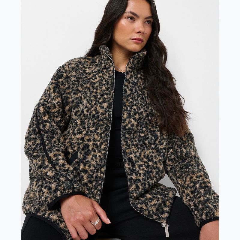 Bluza damska Sweaty Betty Plush Contrast Zip Up Fleece brown ink leopard print 4