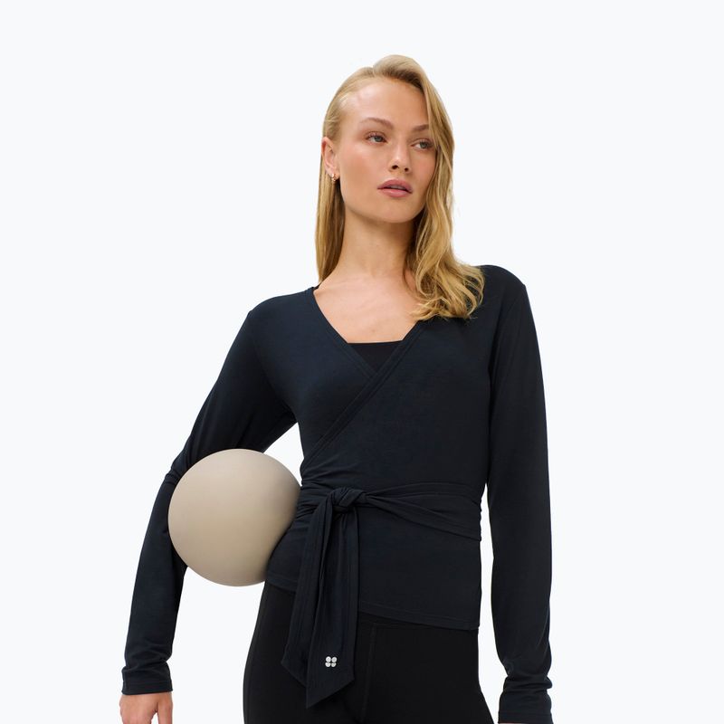Longsleeve damski Sweaty Betty Soft Flow Studio Wear Your Way black