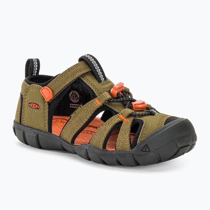 Sandały dziecięce KEEN Seacamp II CNX dark olive/gold flame