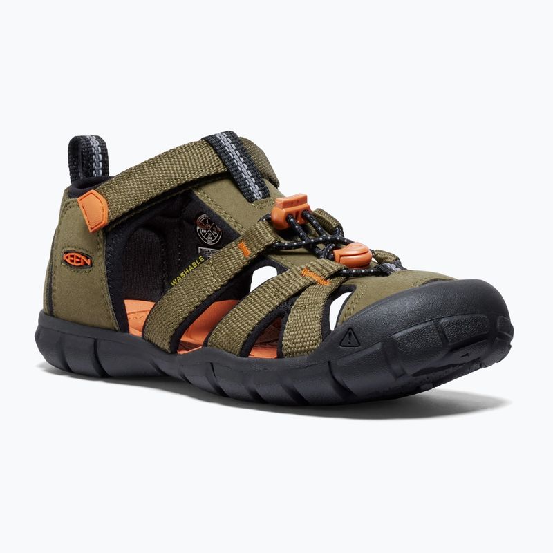 Sandały juniorskie KEEN Seacamp II CNX dark olive/gold flame 8