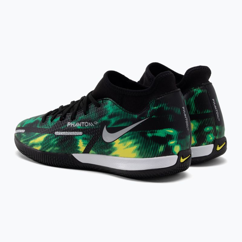 Buty piłkarskie męskie Nike Phantom GT2 Academy DF SW IC black/metalic platinum/green strike 3