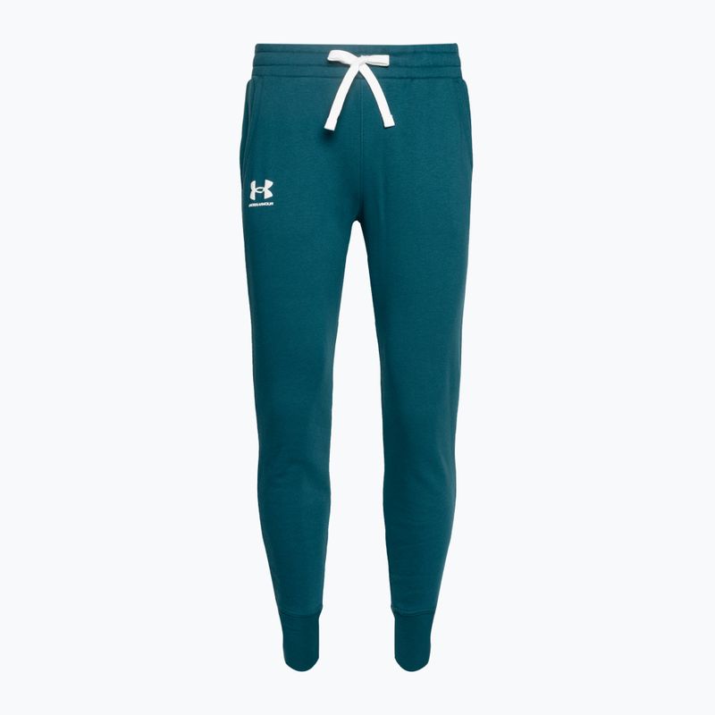 Spodnie damskie Under Armour Rival Fleece Joggers tourmaline teal/white 3
