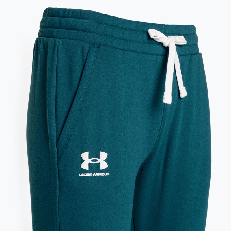 Spodnie damskie Under Armour Rival Fleece Joggers tourmaline teal/white 5