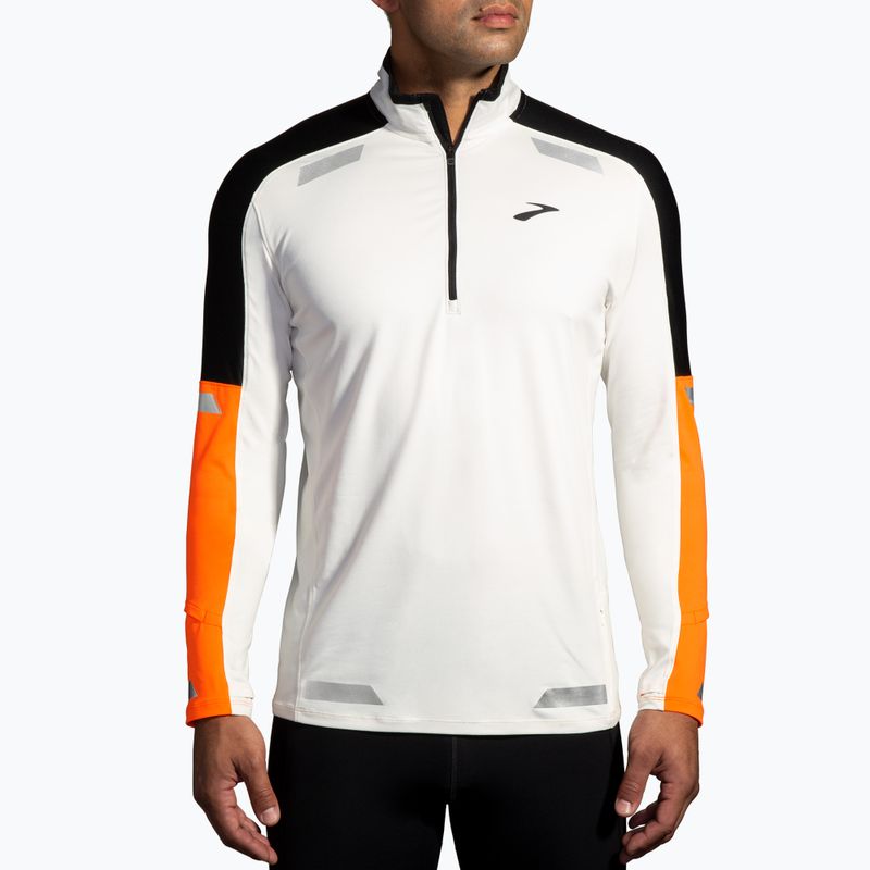 Bluza do biegania męska Brooks Run Visible 1/2 Zip 2.0 ecru/fluoro flash/black