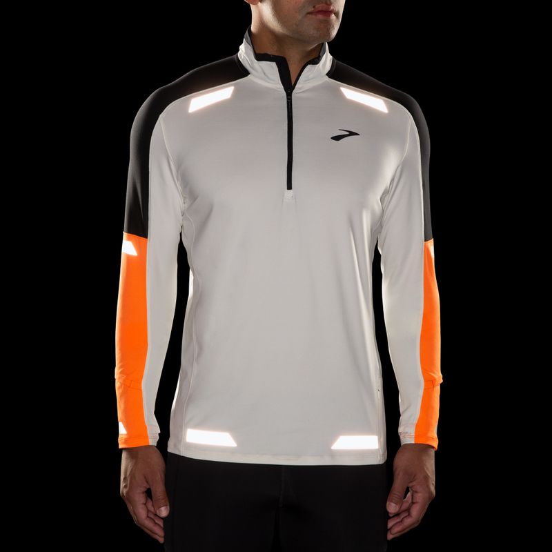 Bluza do biegania męska Brooks Run Visible 1/2 Zip 2.0 ecru/fluoro flash/black 4