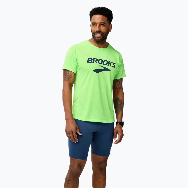 Koszulka do biegania męska Brooks Distance 3.0 neo limeade/brooks logo 2