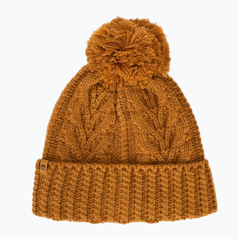 Czapka zimowa damska Timberland Cable Premium Pom Beanie wheat